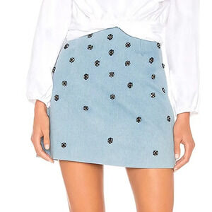 C/MEO Collective Decoy Light Blue Embellished Denim Mini Skirt Size M